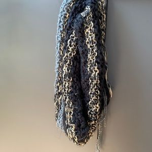 Anthropologie Nubby Grey & Black Infinity Scarf